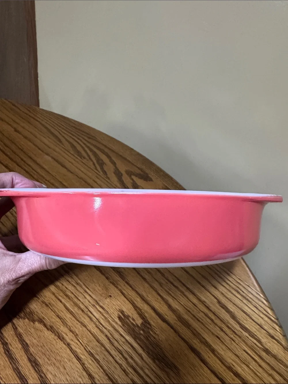 Pyrex Flamingo Pink #221 8.75” Milk Glass Round Cake Pan Vintage